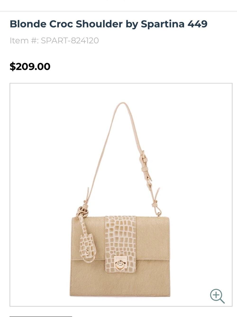 NWT Spartina 449 Blonde calf hair Croc-Embossed Flap Shoulder Bag with key chain - Picture 2 of 15